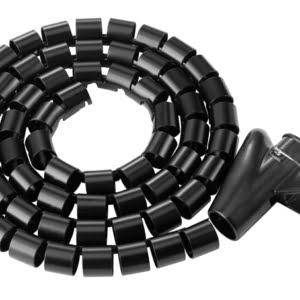 Brateck 15mm/0.59" Diameter Coiled Tube Cable Sleeve Material Polyethylene(PE) Dimensions 1000x15mm - Black