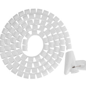 Brateck 15mm/0.59" Diameter Coiled Tube Cable Sleeve Material Polyethylene(PE) Dimensions 1000x15mm - White