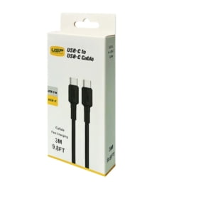 USP BoostUp Braided USB-C to USB-C Cable (3M) Black -3A Fast  Safe Charge