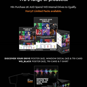 Buy $200 Western Digital + Get 1x FREE WD Marketing Pack - T-Shirt