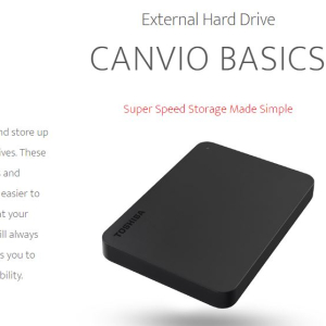 Toshiba 1TB CANVIO® BASICS PORTABLE HARD DRIVE STORAGE. 3 Years Warranty (HDTB410AK3AA) (LS)