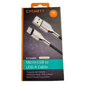 Cygnett Armoured Micro-USB to USB-A Cable (1M) - Black (CY2672PCCAM)