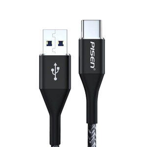 PISEN Braided USB-C to USB-A 50W Fast Charge Pro Cable (1.2M) Black - Support 5A
