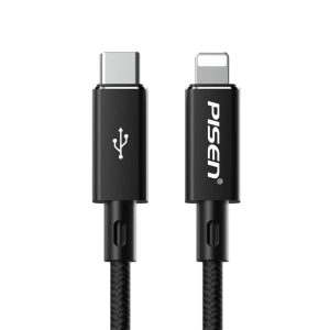 PISEN Braided Lightning to USB-C PD Fast Charge Cable (1M) Black - Support 3A