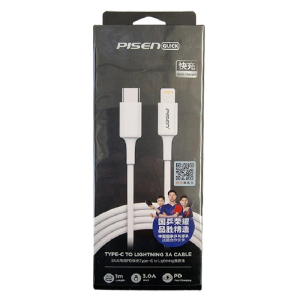 PISEN Lightning to USB-C PD Fast Charge Cable (1M) White - Support 3A