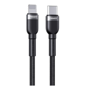 PISEN Braided Lightning to USB-C PD Fast Charge Cable (2M) Black - Supports 3A