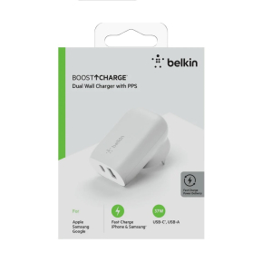 Belkin BoostCharge Dual Wall Charger with PPS 37W - White(WCB007auWH)