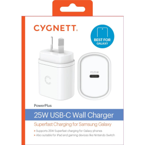 Cygnett PowerPlus 25W USB-C PD Wall Charger - White (CY3673PDWLCH)