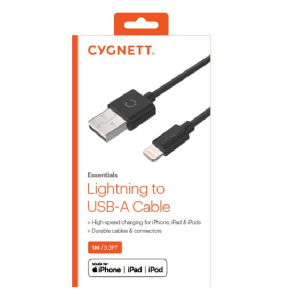 Cygnett Essentials Lightning to USB-A Cable (1M) - Black (CY2722PCCSL)
