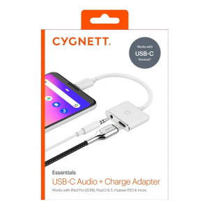 Cygnett Essentials USB-C to 3.5MM Audio  USB-C Fast Charge Adapter - White (CY2866PCCPD)
