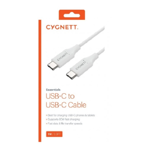 Cygnett Essentials USB-C to USB-C Cable (1M) - White (CY3309PCUSA)