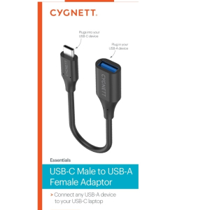 Cygnett Essentials USB-C Male To USB-A Female (10CM) Cable Adapter -Black(CY3313PCUSA)
