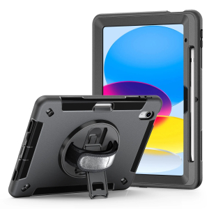 Pisen Rugged Apple iPad (10.9") (10th Gen) Case Black - Built-in-Kickstand