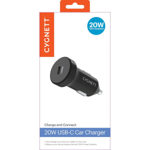 Cygnett Charge  Connect 20W USB-C Car Charger - Black (CY3744CYCCH)