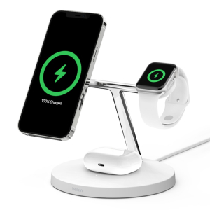 Belkin BoostCharge Pro 3-in-1 Wireless Charger with MagSafe 15W - White(WIZ009auWH)