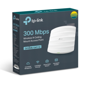 TP-Link EAP110 300Mbps Wireless N300 Ceiling Mount Access Point 1x1Gbps RJ45 PoE 1x Console Port 2x4dBi Omni Internal Antenna