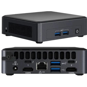 Intel NUC i7-1185G7 vPro 4.8 GHz 2xDDR4 SODIMM M.2 SSD 4xDisplays Iris Xe 2xHDMI 2xDP via USB-C 2xThuderbolt WiFi6 4xUSB GbE LAN no AC Cord