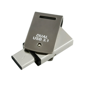 PNY DULEY Dual USB 3.1 Type-C Flash Drive -USB 3.1 Gen 1 Interface -Read speed up to 200MB/s  -Write speed up to 100MB/s 5-year Limited Warranty