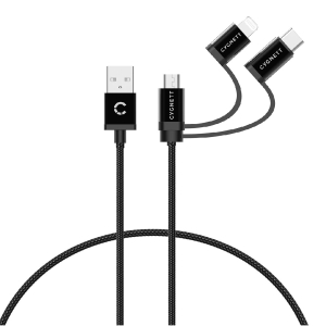 Cygnett 3-in-1 (USB-A to Lightning + USB-C + Micro-USB) Cable (1M) - Black (CY3571COCAB)