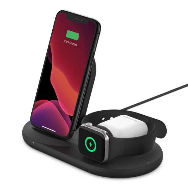Belkin BoostCharge 3-in-1 Wireless Charger for Apple Devices 7.5W - Black (WIZ001auBK)