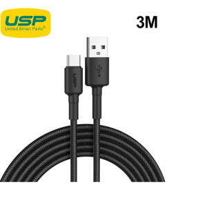 USP BoostUp USB-C to USB-A Cable (3M) Black - 3A Fast and Safe Charge